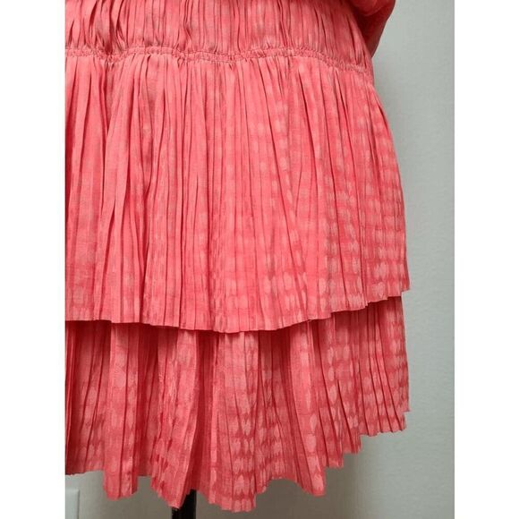 🧡 CURRENT AIR Maude Smocked Tiered Elastic Waist Orange Coral Mini Dress SIZE S - Picture 11 of 15